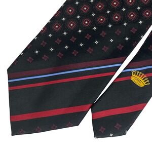 COUNTESS MARA Mens Silk Necktie Black Red Blue Geometric Crown‎ 60"x3.5" Classic